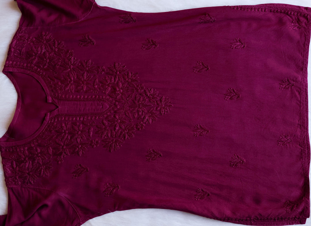 Nora Burgundy Short Rayon Kurta