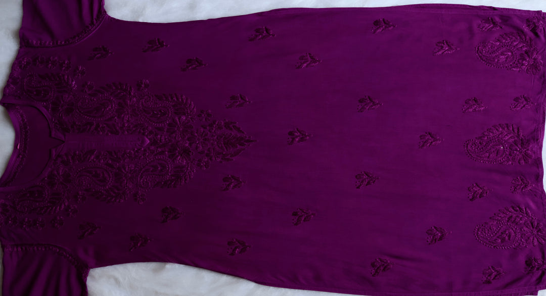 Zahrah Deep Purple Long Rayon Kurta