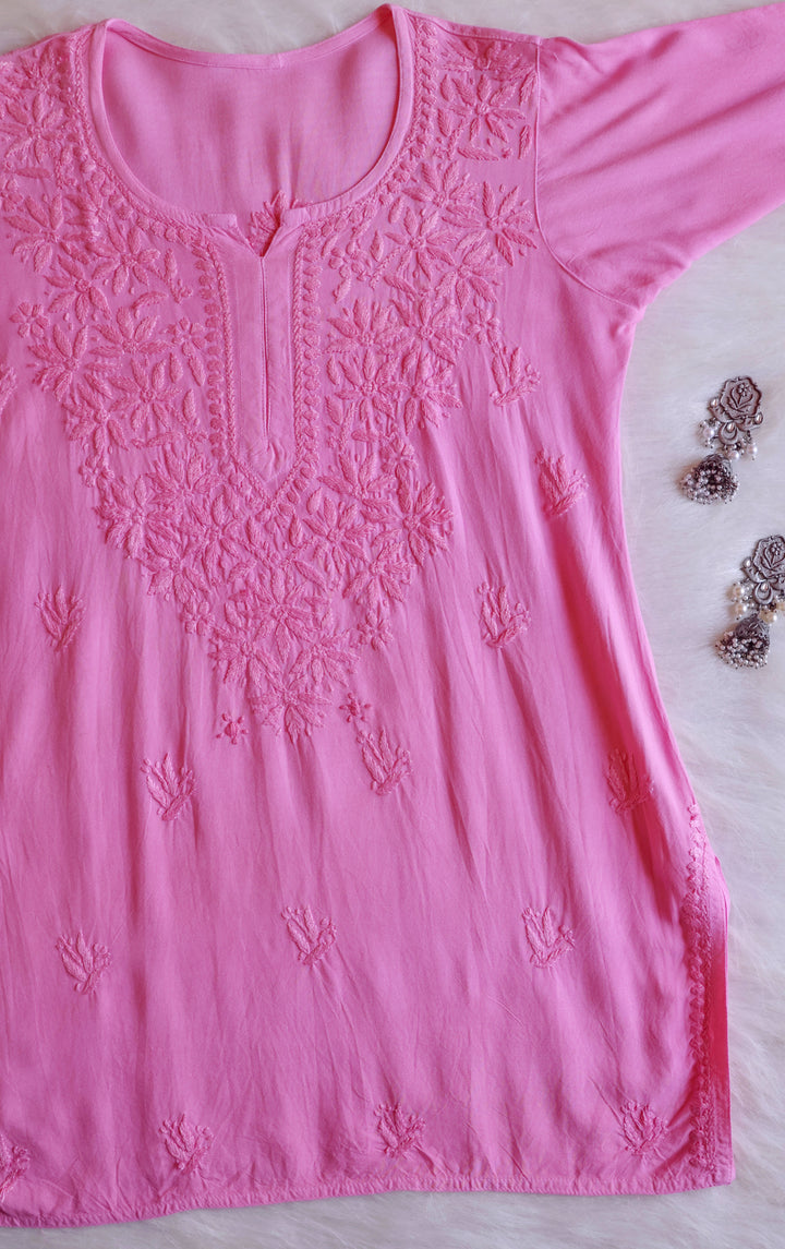 Nora Baby Pink Short Rayon Kurta