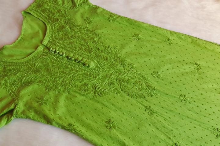 Nazakat Olive Green Cotton Kurta set