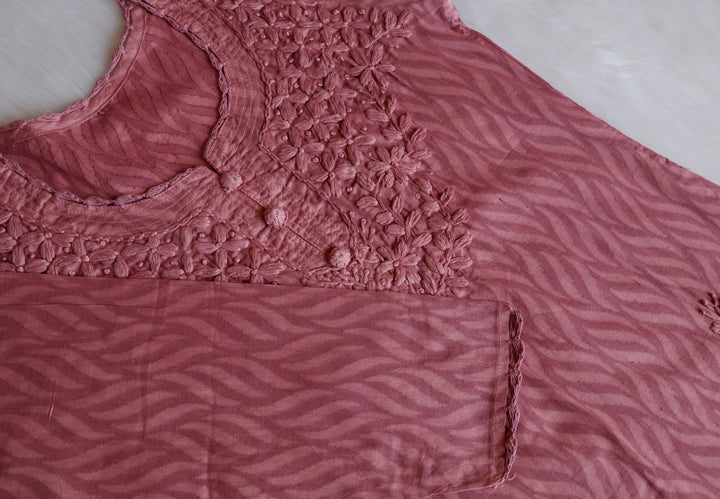 Zaina Dusty Mauve Short Jacquard Cotton kurta