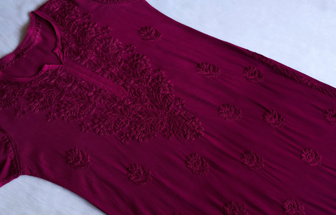 Nagma Deep Plum Long Ombre Rayon Kurta