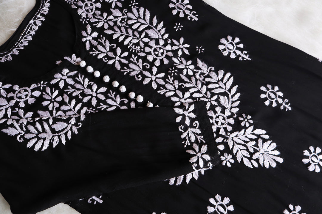 Duaa Black Long Modal Kurta