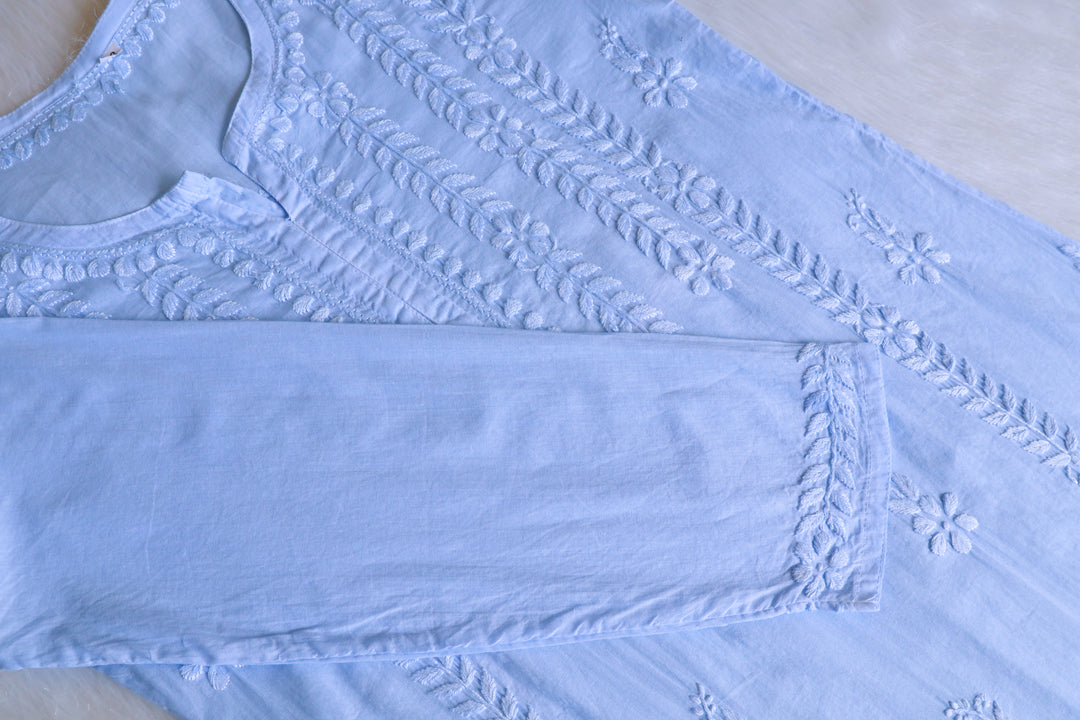 Noor Ice Blue Pure Cotton Kurta