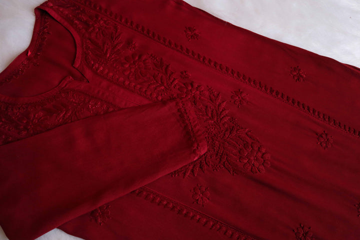 Zainab Maroon Ombre Long Rayon Kurta