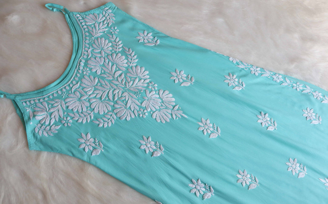 Mirha Mint Green Sleeveless Rayon Kurta