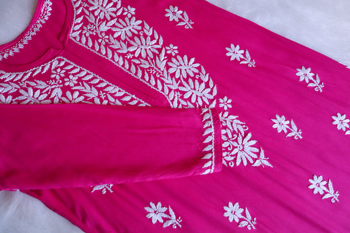 Aayat Hot Pink Long Rayon kurta