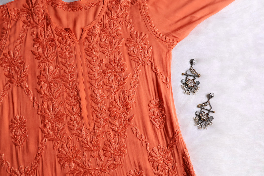 Alanah Saffron Long Modal Kurta