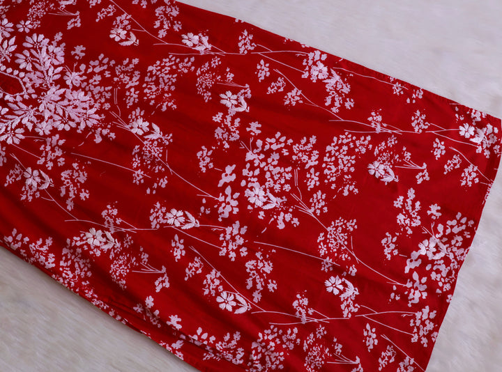 Farhaa Red Floral Long MulMul kurta