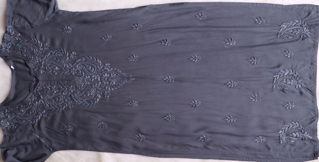 Silver Grey 2 piece Rayon Mukaish set