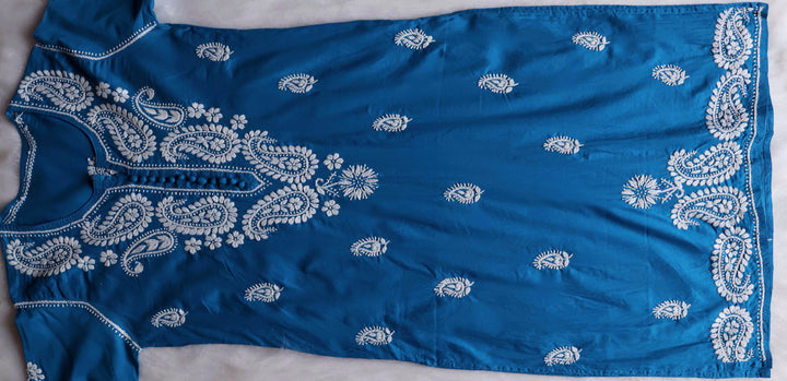 Royal Blue & White Cotton Kurta