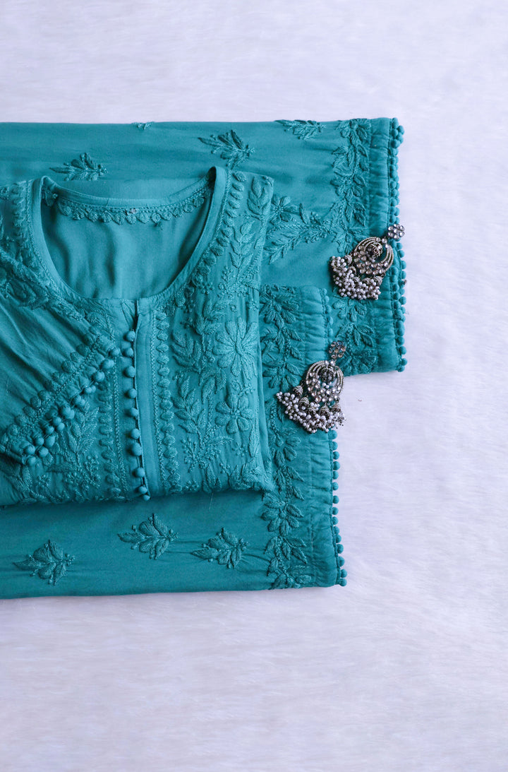 Enaara Mint Blue Potli Button Rayon set