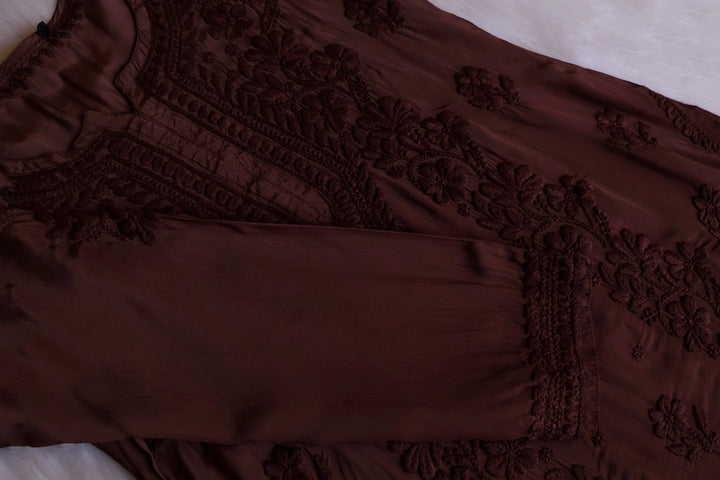 Haya Chocolate Brown Pure Crepe Kurta