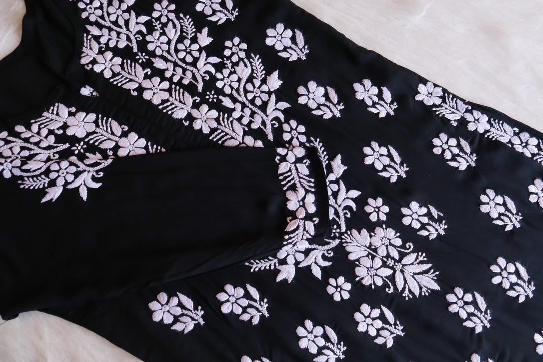 Sufiyah Black Long Modal Kurta