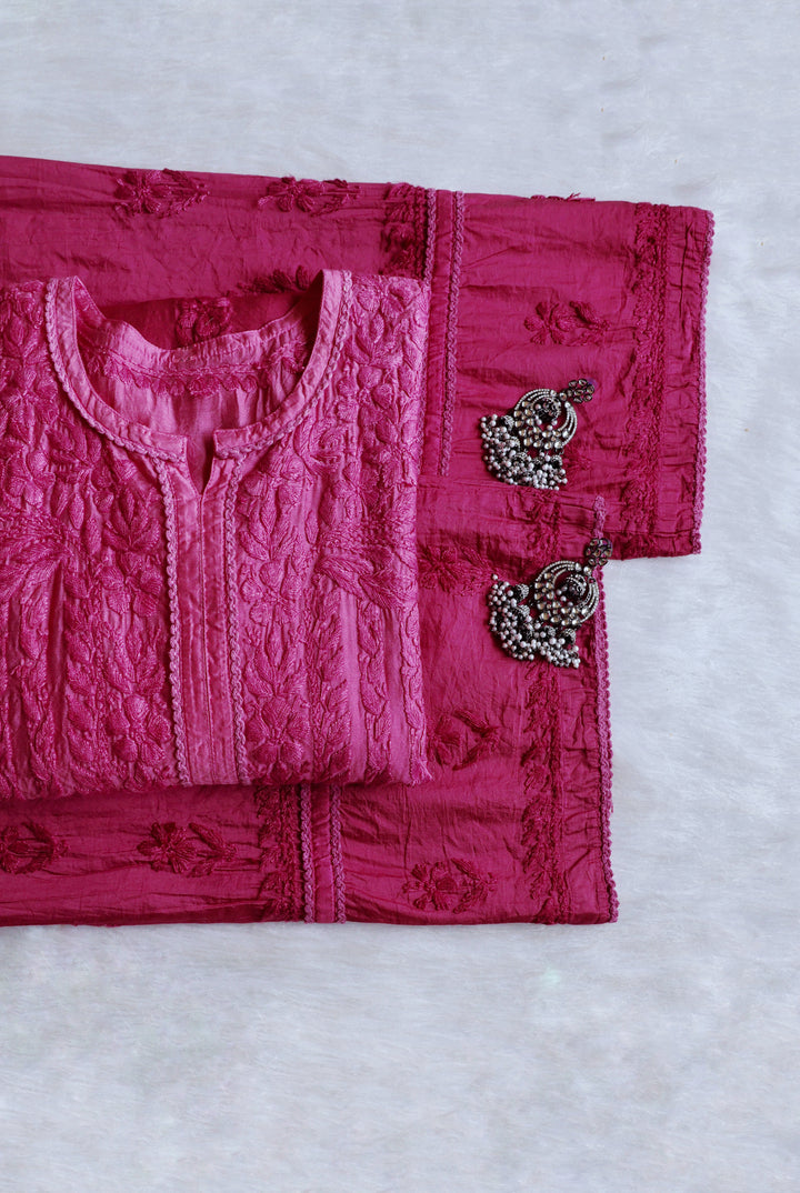 Ruhaab Deep Pink Pure Chanderi set