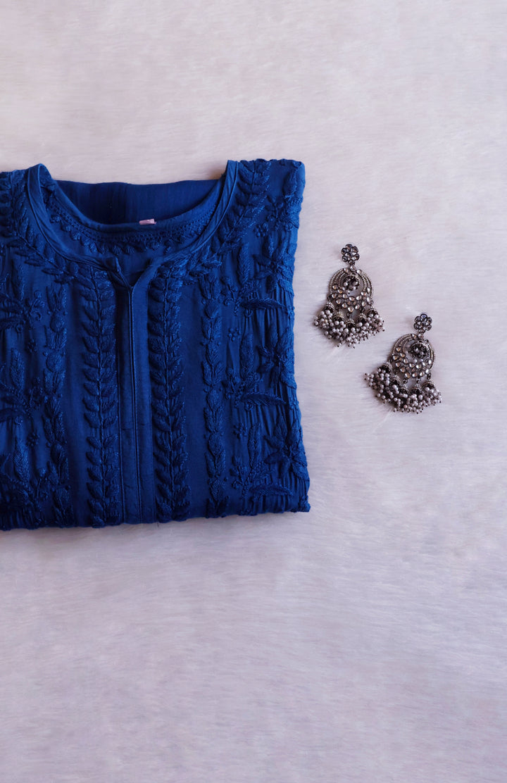 Alfiya Royal Blue Long Ombre Rayon Kurta