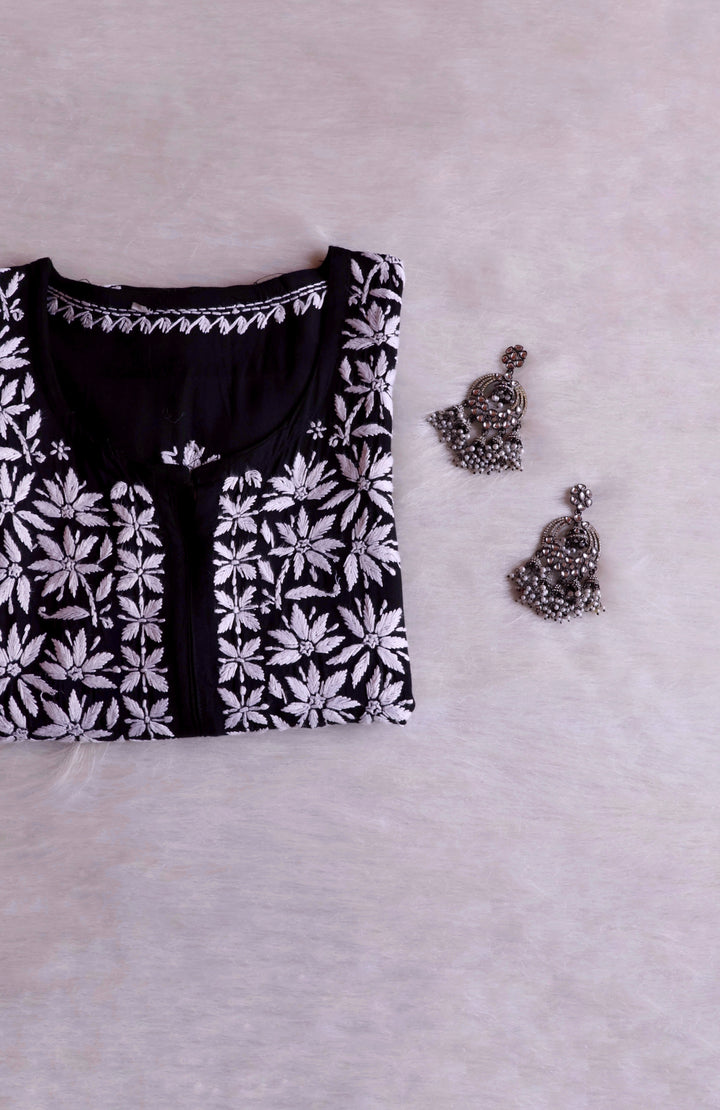Haala Black Long Rayon Kurta