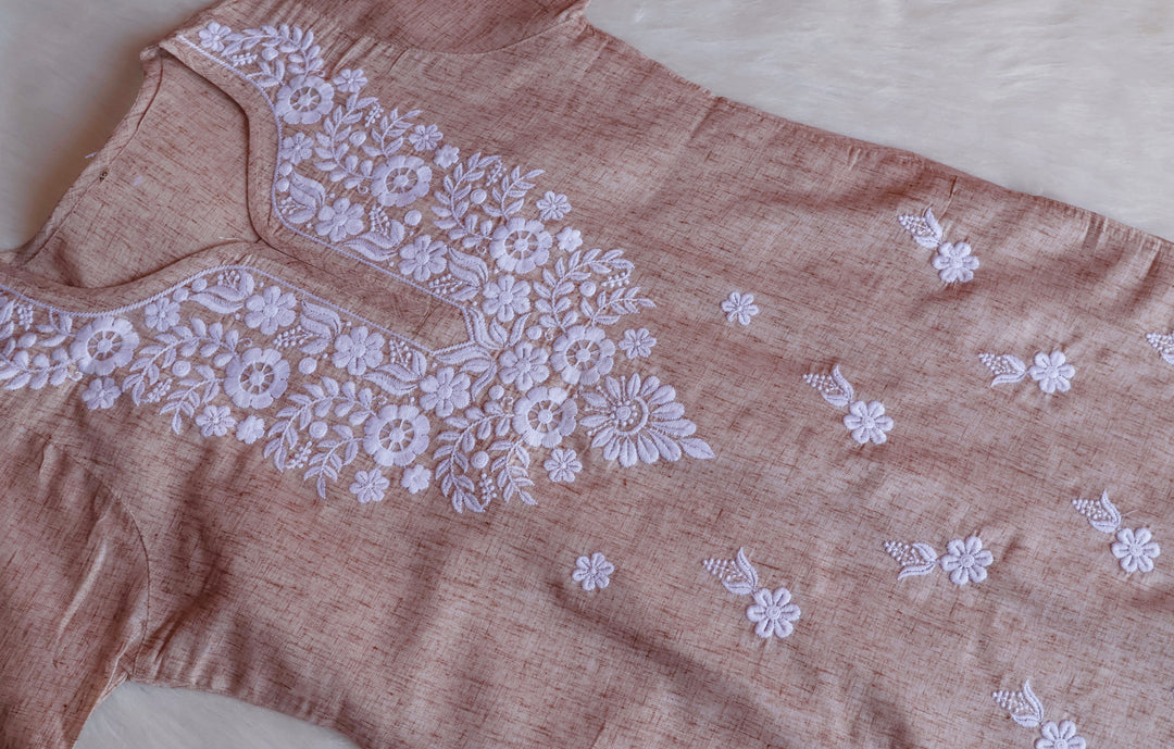 Taraa Rose Beige Cotton Kurta