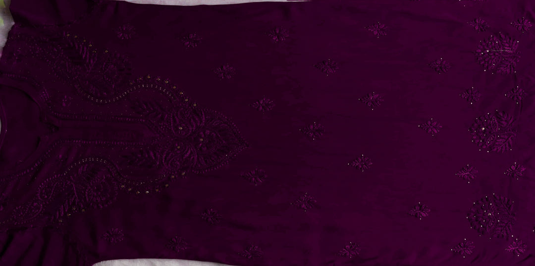 Naida Deep Plum 2 piece Rayon Mukaish set