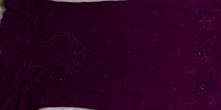 Naida Deep Plum 2 piece Rayon Mukaish set