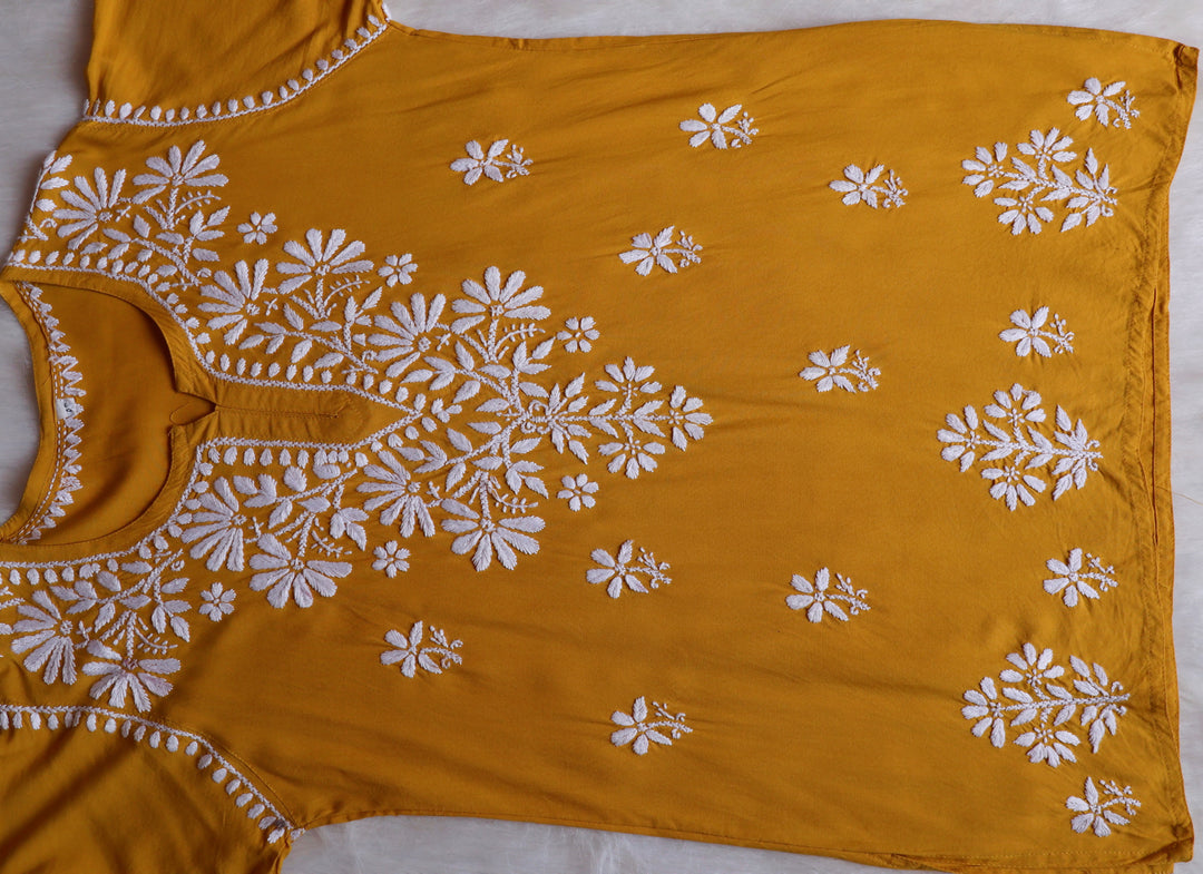 Aayat Mustard Short Rayon Kurta