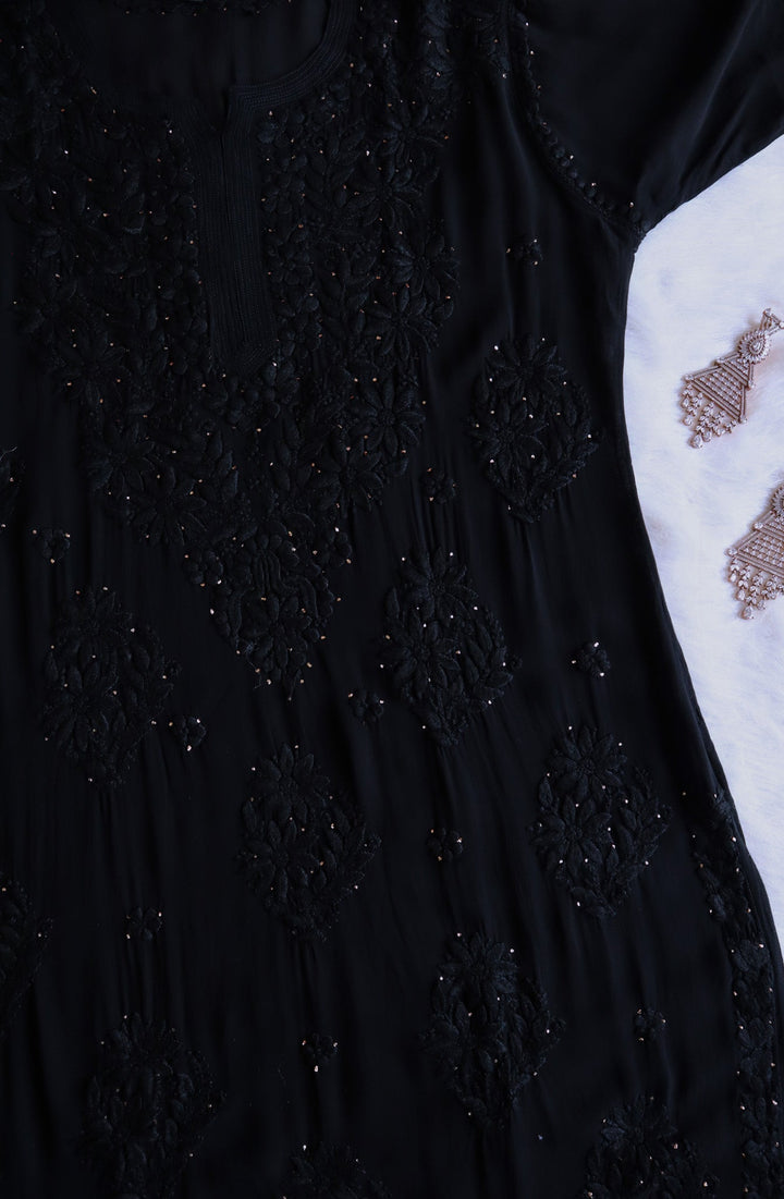 Hoor Black Viscose Georgette Kurta