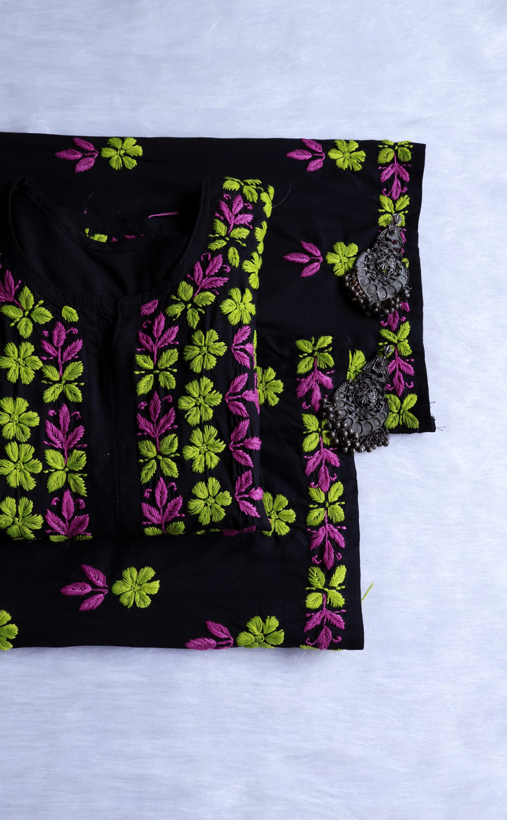Gulbahaar Black & Lavender Rayon Kurta Set