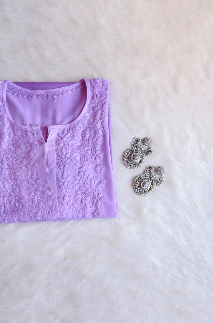 Farhaa Lavender Ombre Long Rayon Kurta