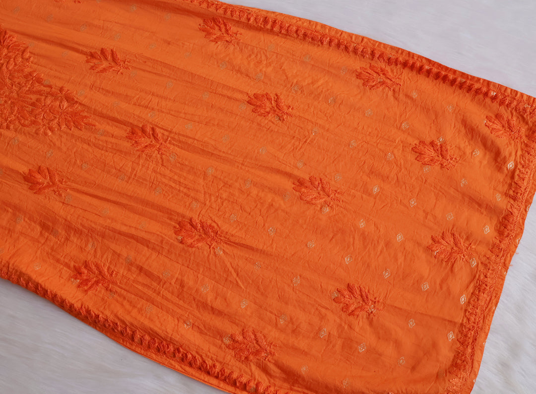 Nazakat Saffron Long Chanderi Kurta
