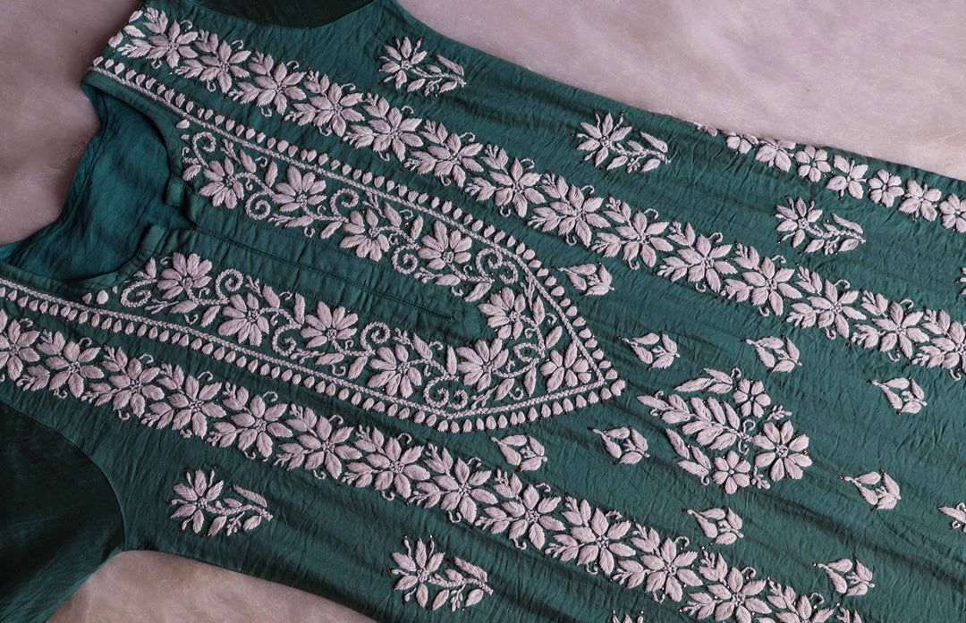 Alizah Sage Green Linen Chanderi Mukaish Kurta