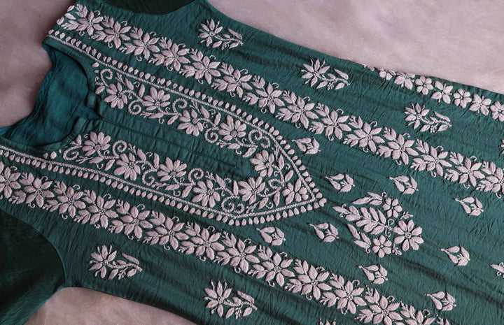 Alizah Sage Green Linen Chanderi Mukaish Kurta