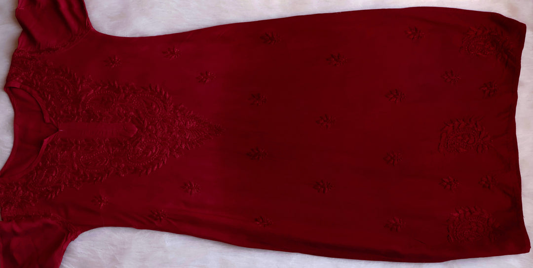 Laila Maroon Ombre Rayon 3 Piece Set - Noor Chikankari