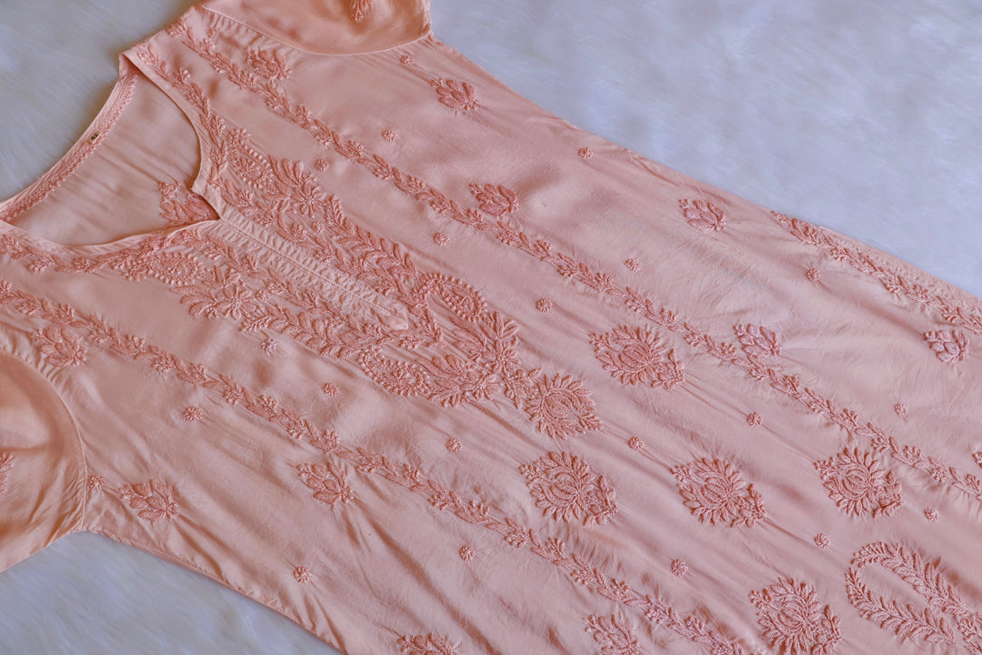 Haania Rose Beige Muslin Kurta