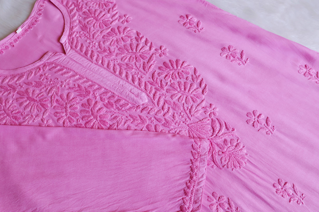 Amirah Baby Pink Ombre Long Rayon Kurta