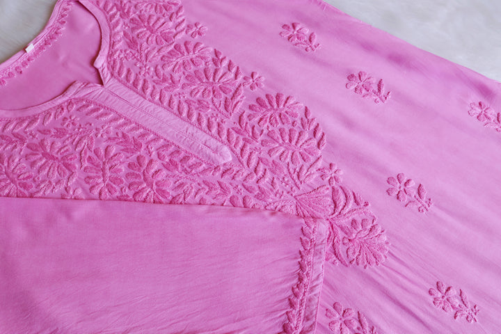 Amirah Baby Pink Ombre Long Rayon Kurta