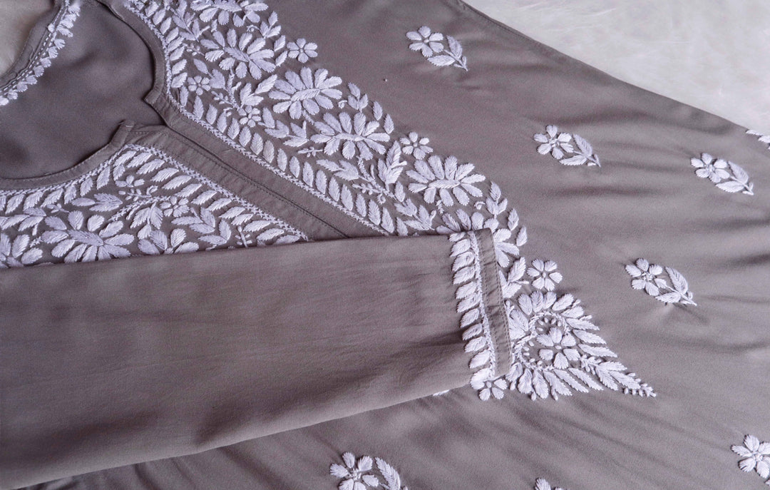 Aayat Grey Long Rayon kurta