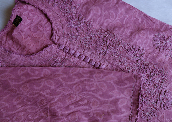 Dusty Purple Long Jacquard Cotton kurta