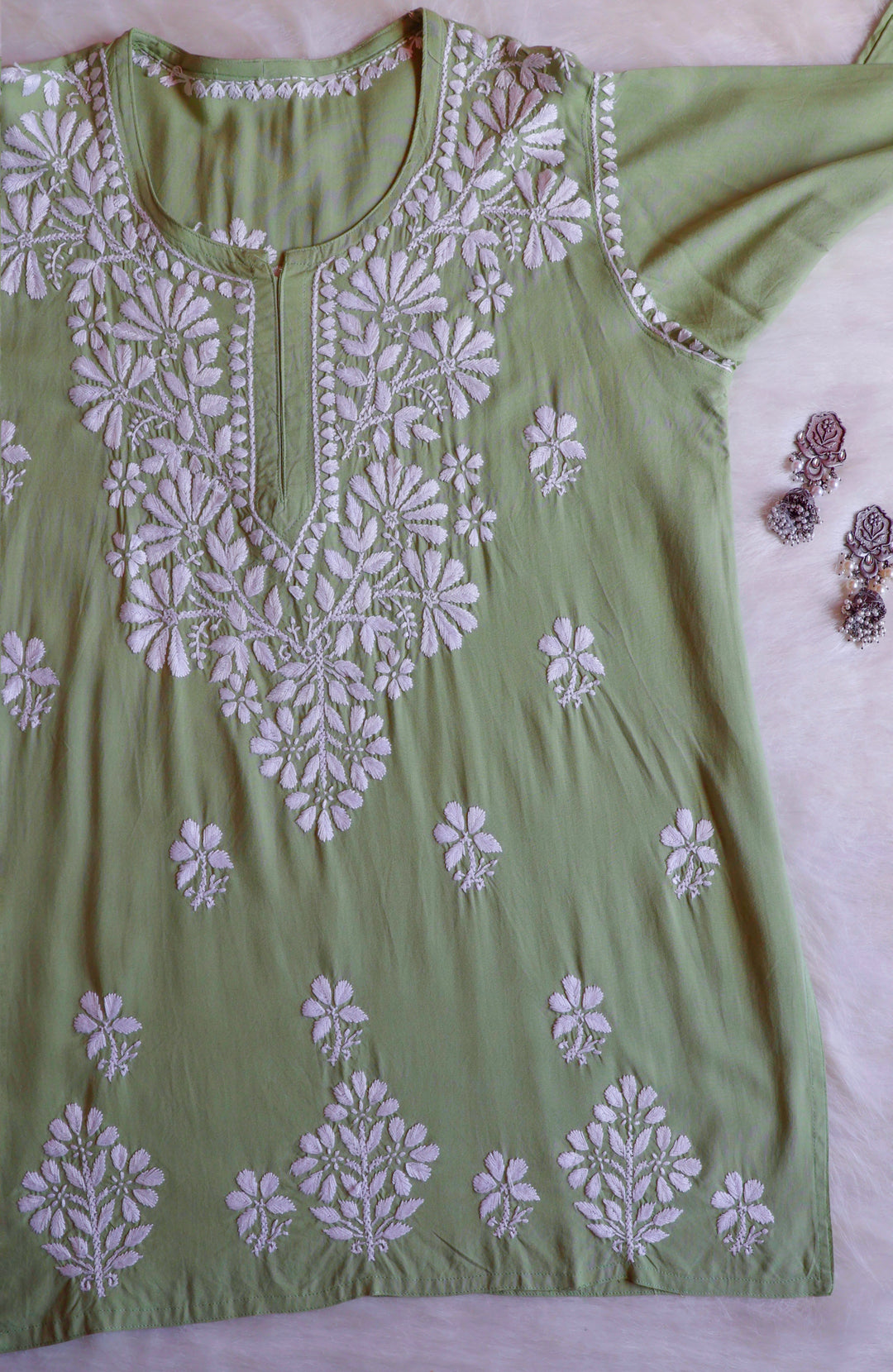 Aayat Sage Green Short Rayon Kurta