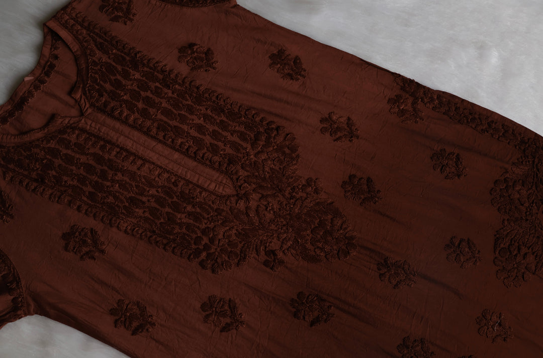 Dilnoor Chocolate Brown Chanderi Ombre Kurta
