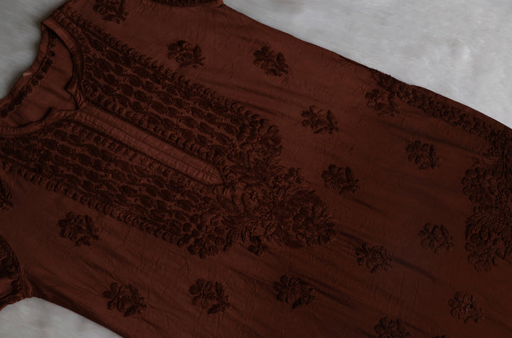 Dilnoor Chocolate Brown Chanderi Ombre Kurta
