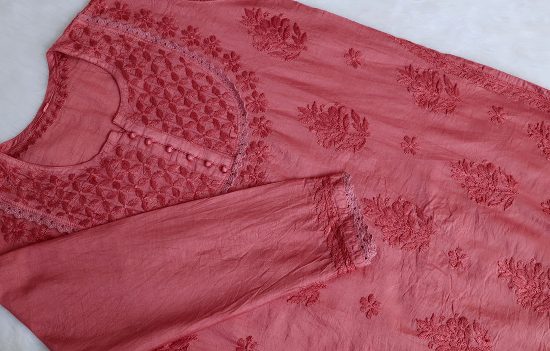 Jannat Rose Brown Short Chanderi Kurta
