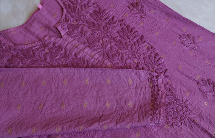 Nazakat Dusty Purple Long Chanderi Kurta