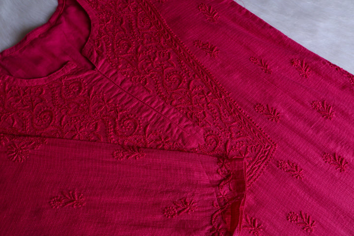 Renisa Deep Pink Soft Kota Kurta
