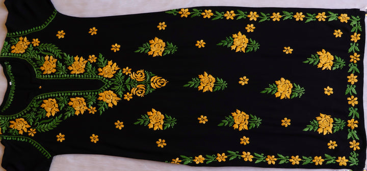 Gulaab Black & Yellow Rayon Kurta Set