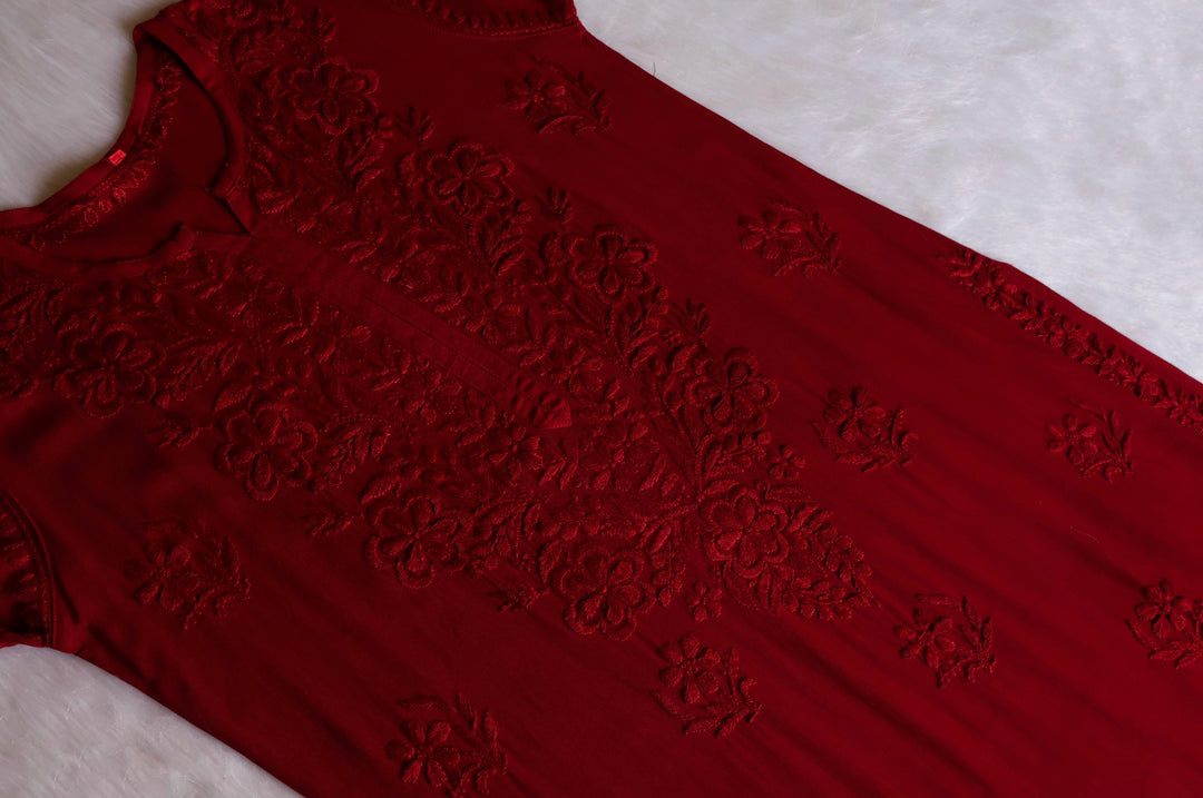 Sanam Maroon Ombre Long Rayon Kurta