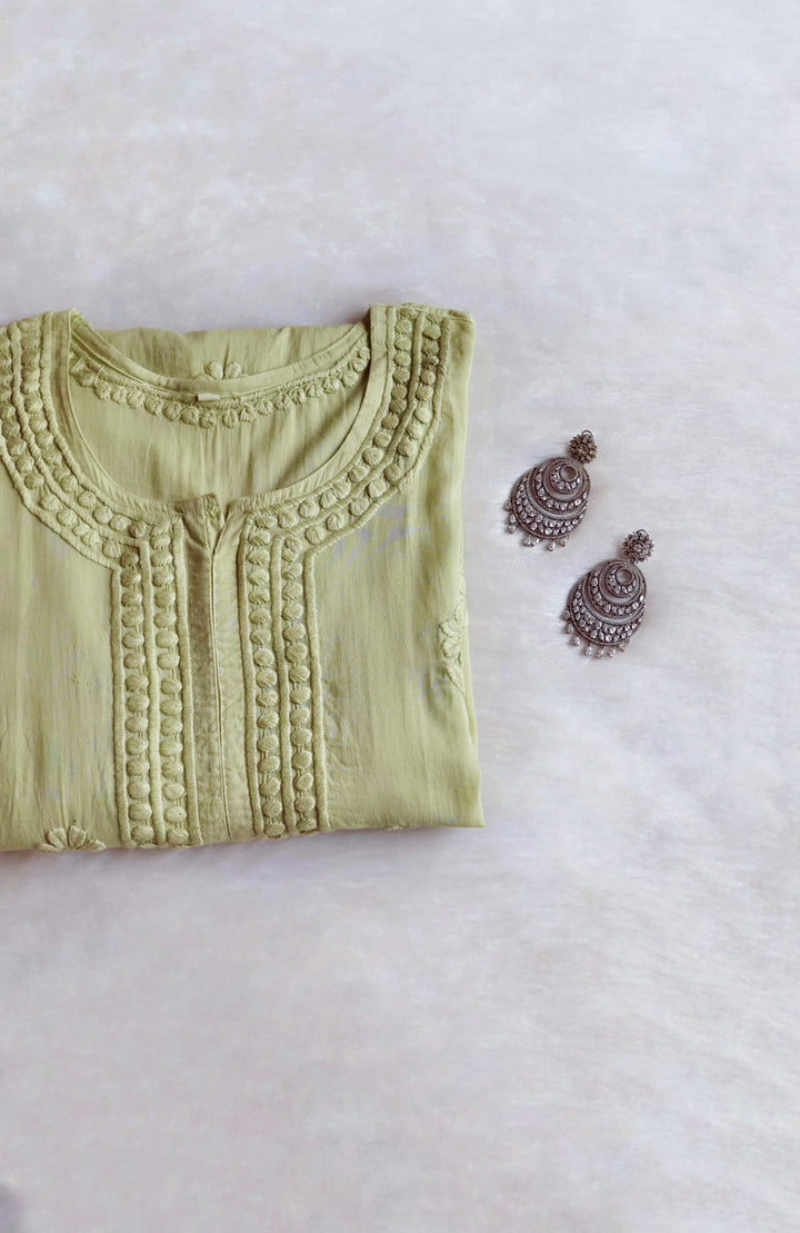 Saleha Olive Green Cotton Kurta