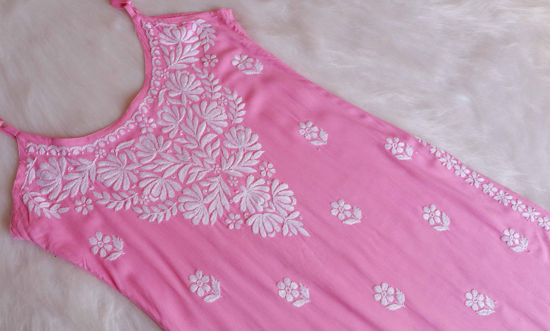 Mirha Baby Pink Sleeveless Rayon Kurta