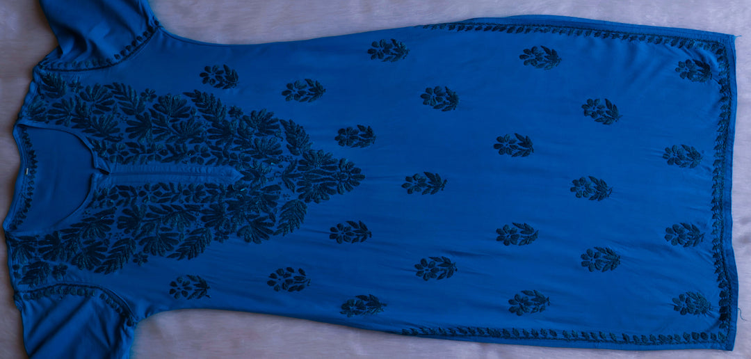 Ayra Peacock Blue Long Rayon kurta