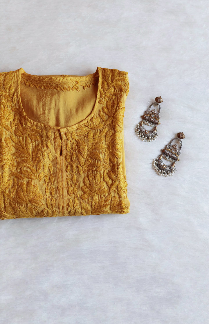 Alanah Mustard Chanderi Kurta