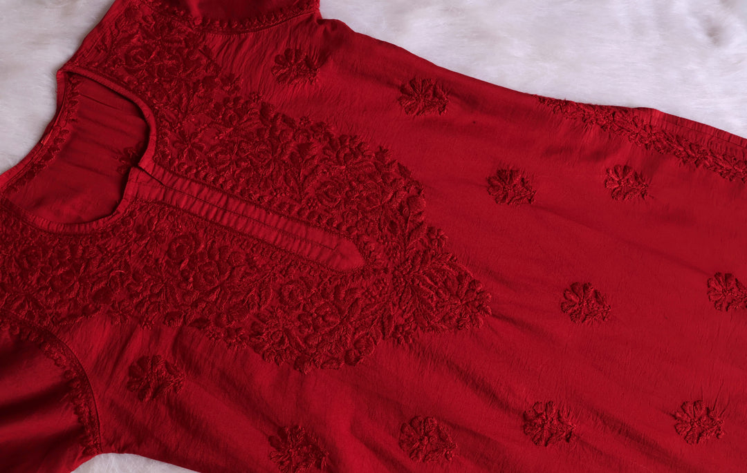 Jannat Red Chanderi Kurta